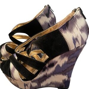 Stylish Black and Purple Wedge Heels